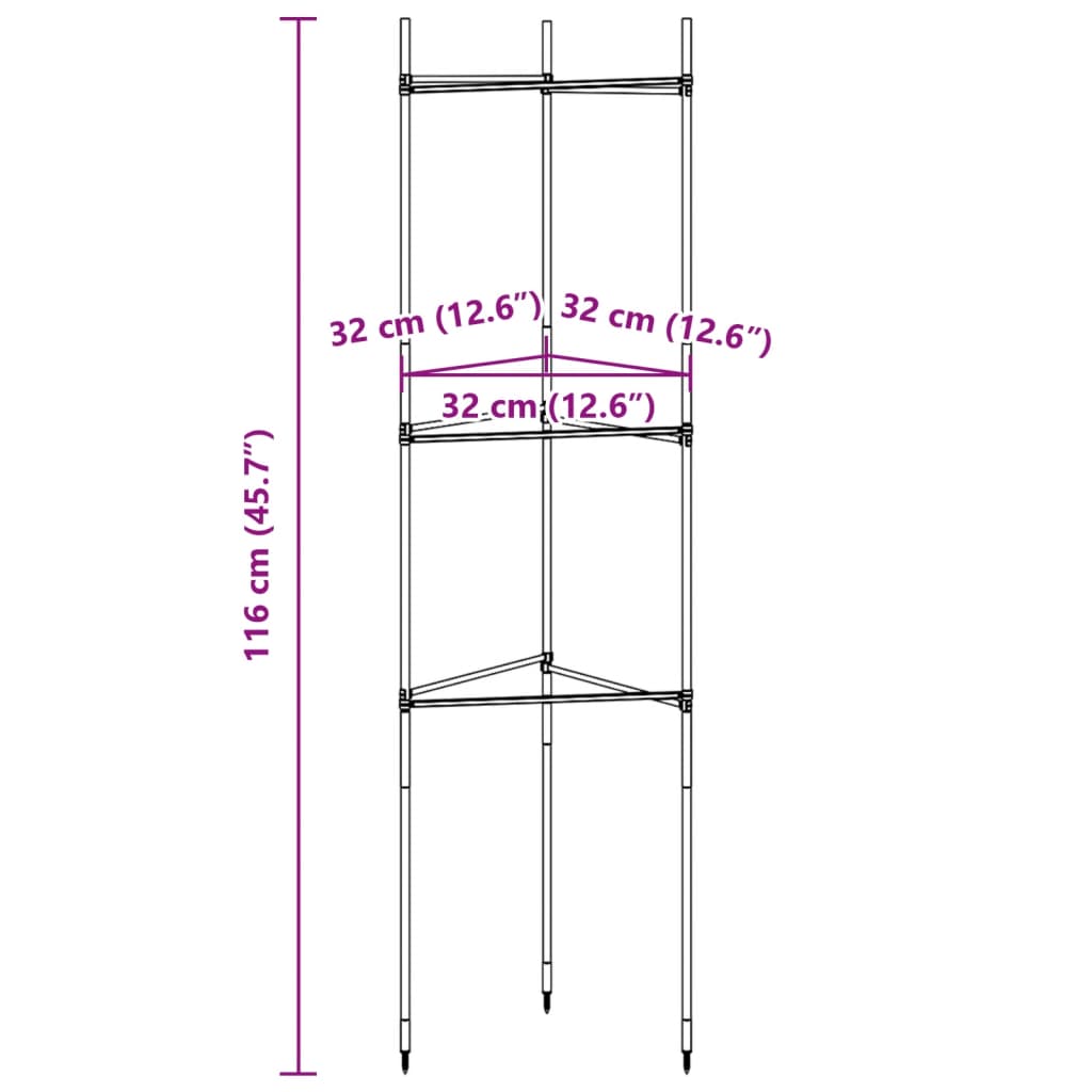 Podpěrná klec pro rajčata 2 ks 116 cm ocel a PP