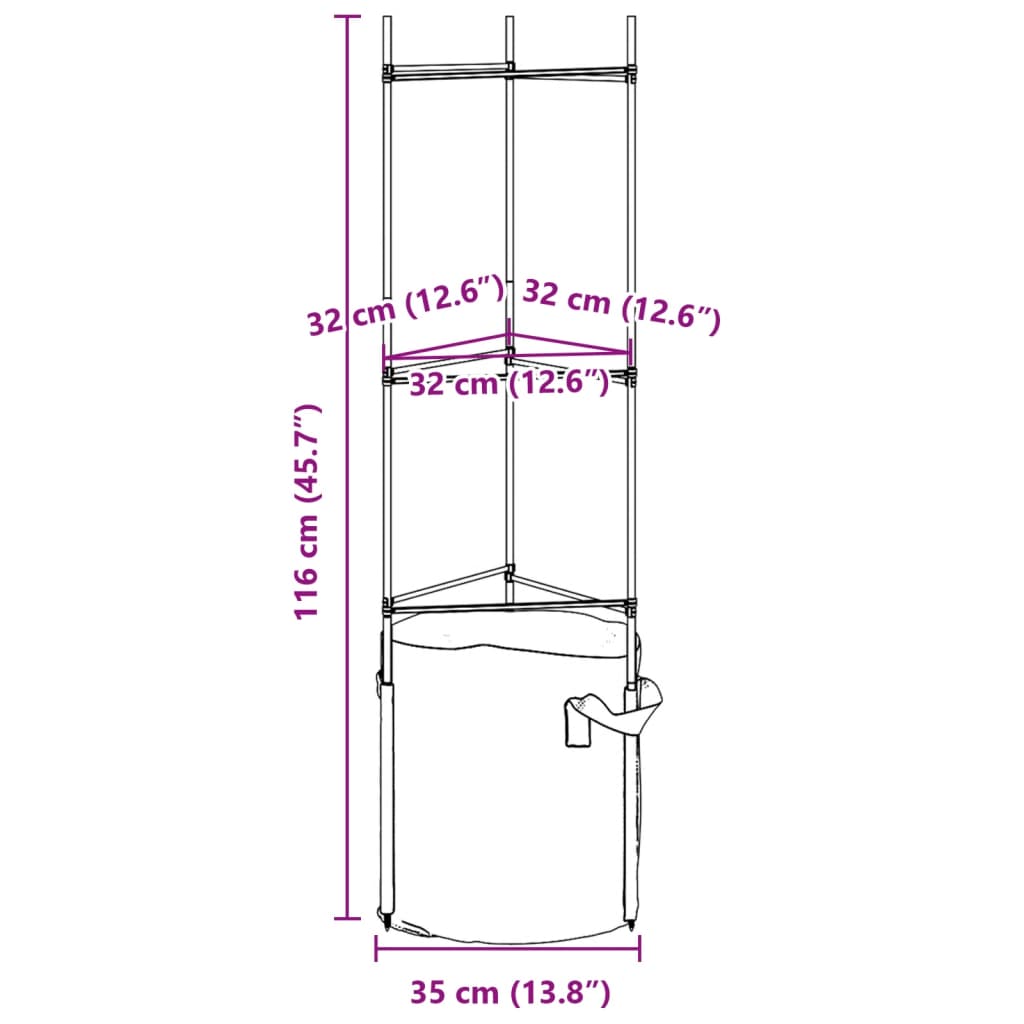 Podpěrná klec pro rajčata s pytlem 2 ks 116 cm ocel a PP