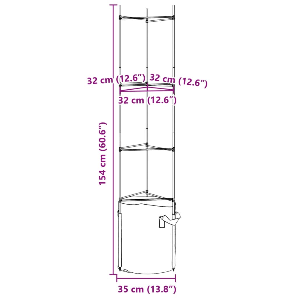 Podpěrná klec pro rajčata s pytlem 2 ks 154 cm ocel a PP