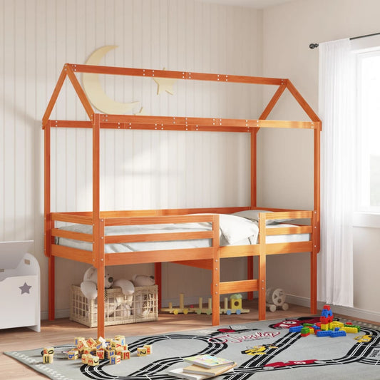 Střecha na dětskou postel hnědá 217x95,5x159 cm borové dřevo