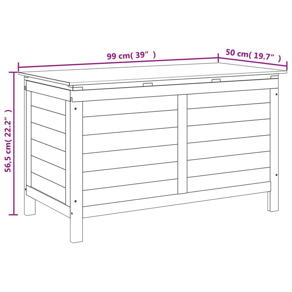 Zahradní box na podušky 99 x 50 x 56,5 cm masivní jedlové dřevo