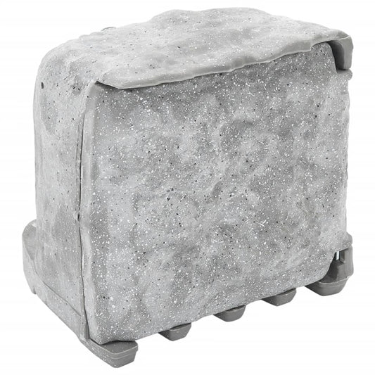 Venkovní zásuvka s hrotem a čidlem 4cestná kamenný vzhled šedá
