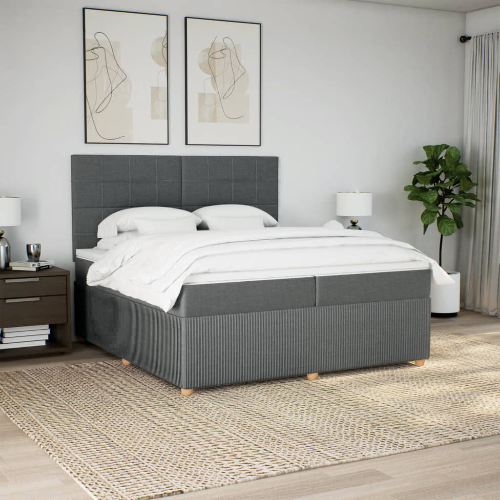 Box spring postel s matrací tmavě šedá 200x200 cm textil