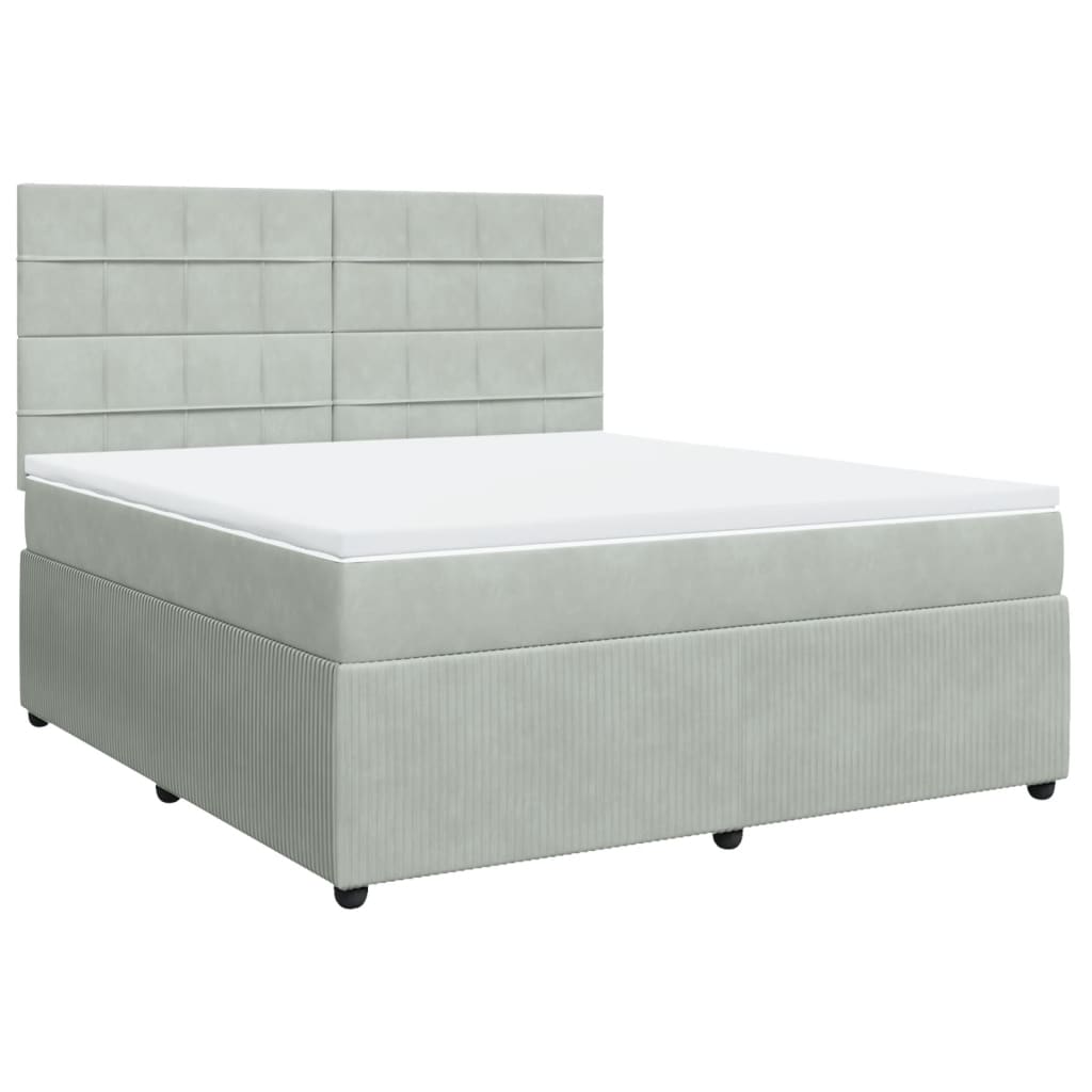 Box spring postel s matrací světle šedá 180x200 cm samet