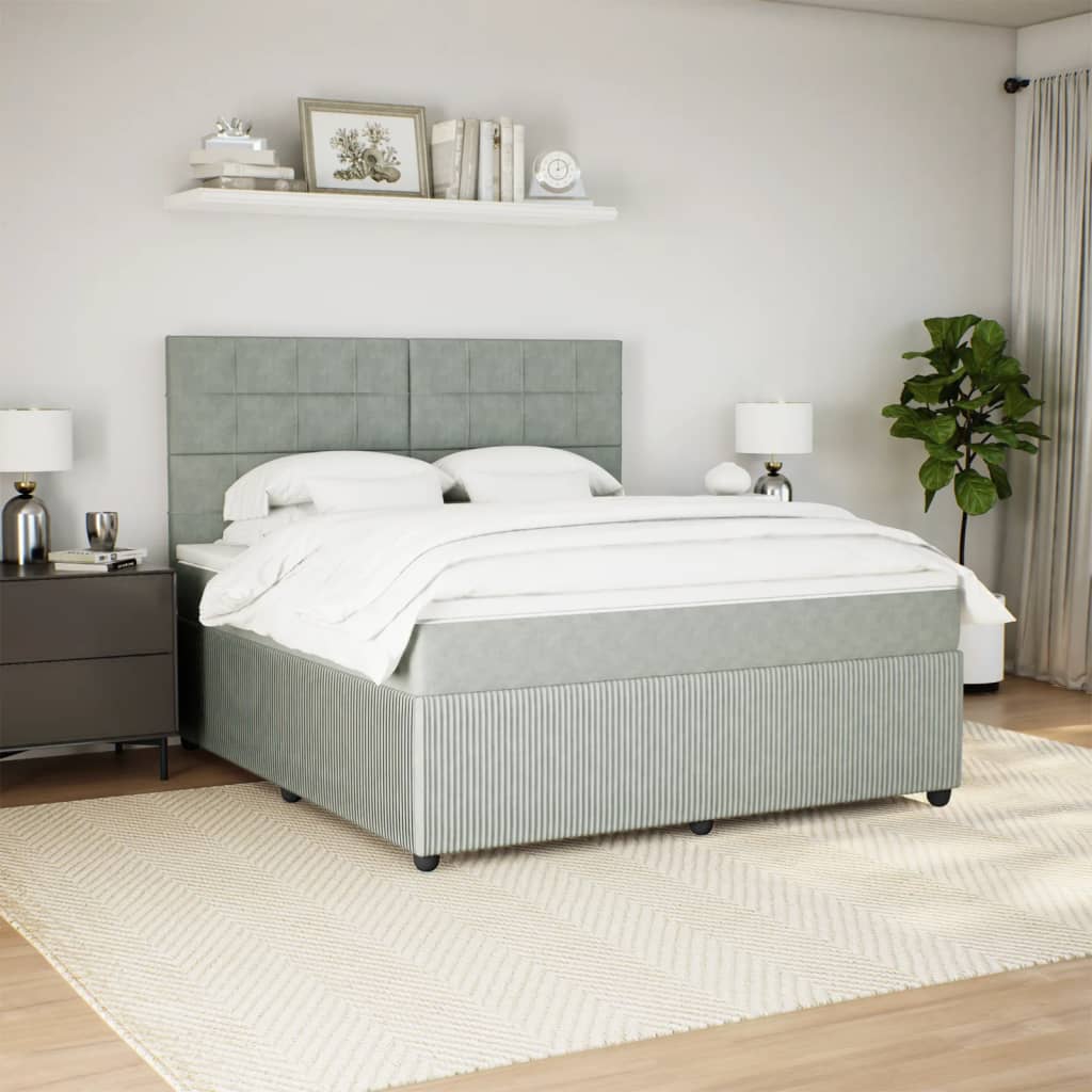 Box spring postel s matrací světle šedá 180x200 cm samet