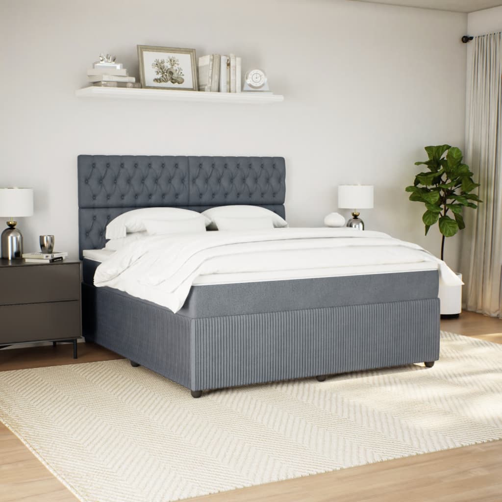 Box spring postel s matrací tmavě šedá 180x200 cm samet