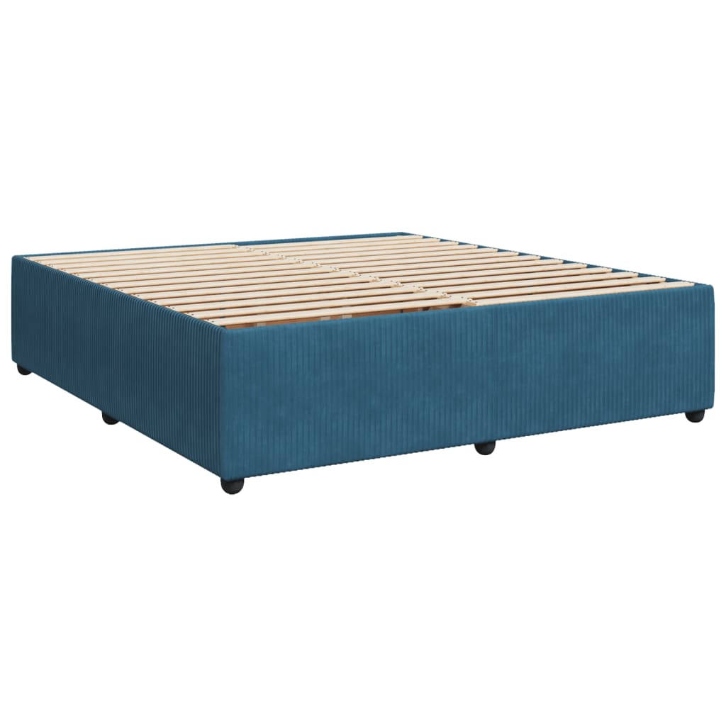 Box spring postel s matrací tmavě modrá 180x200 cm samet