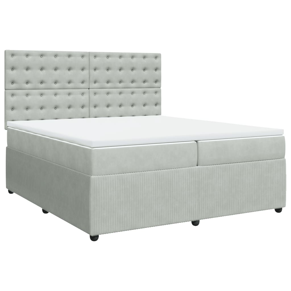 Box spring postel s matrací světle šedá 200x200 cm samet