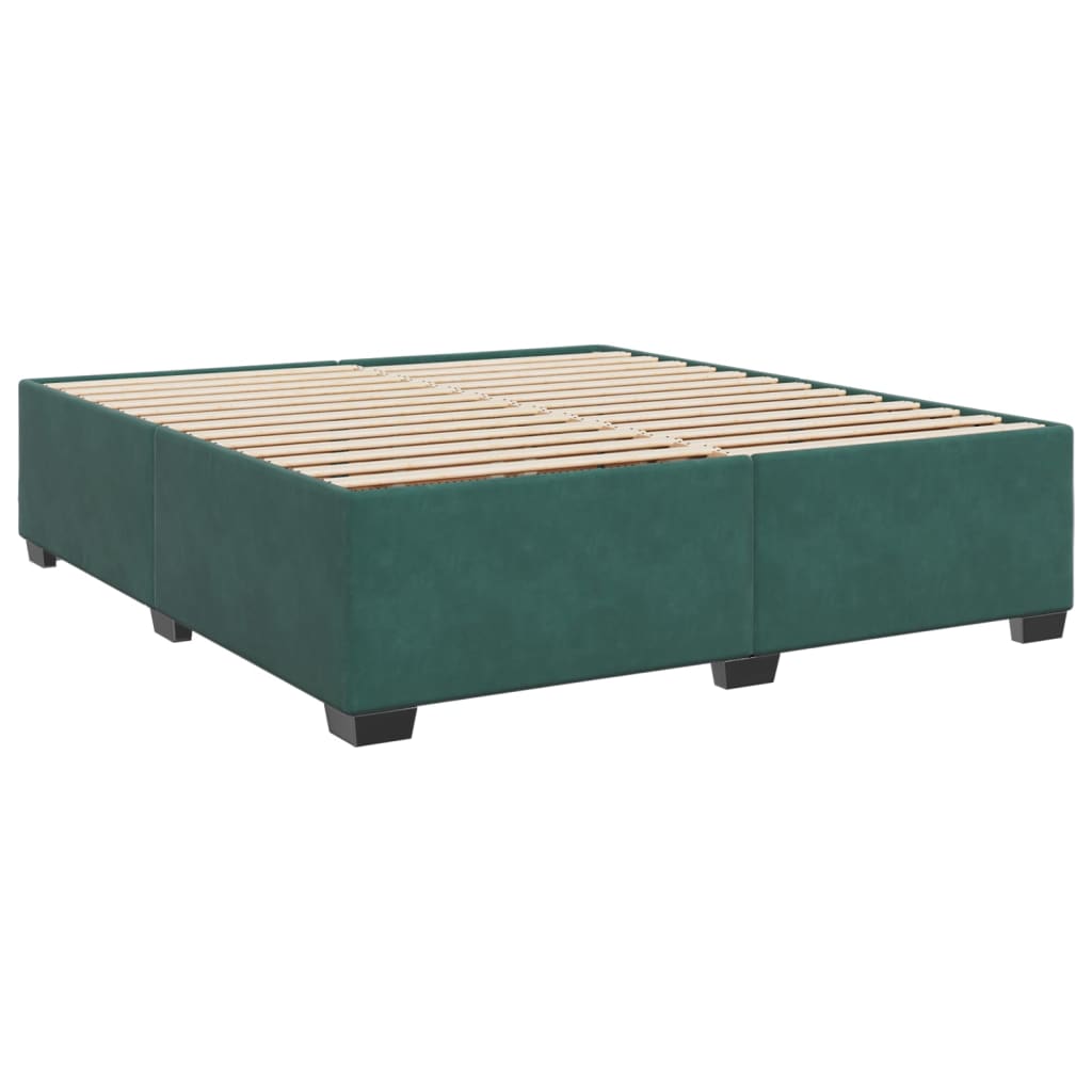 Box spring postel s matrací tmavě zelená 200x200 cm samet