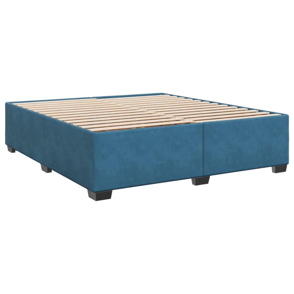 Box spring postel s matrací modrá 200 x 200 cm samet