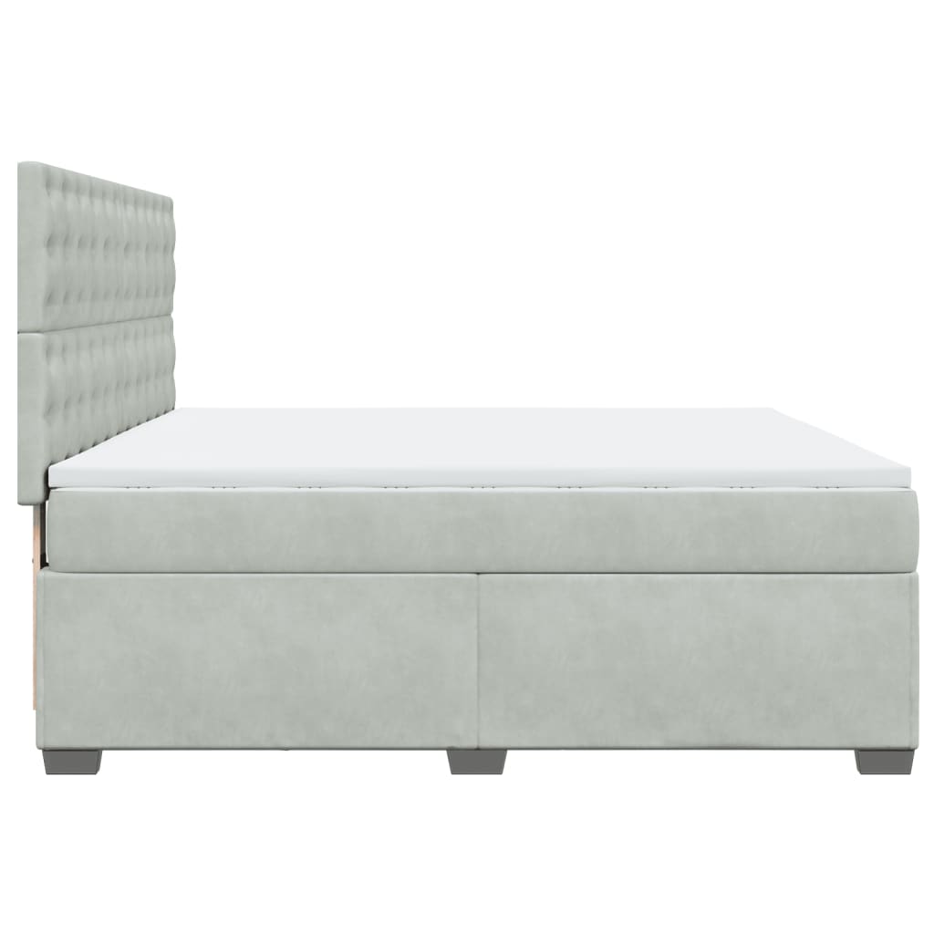 Box spring postel s matrací světle šedá 200x200 cm samet