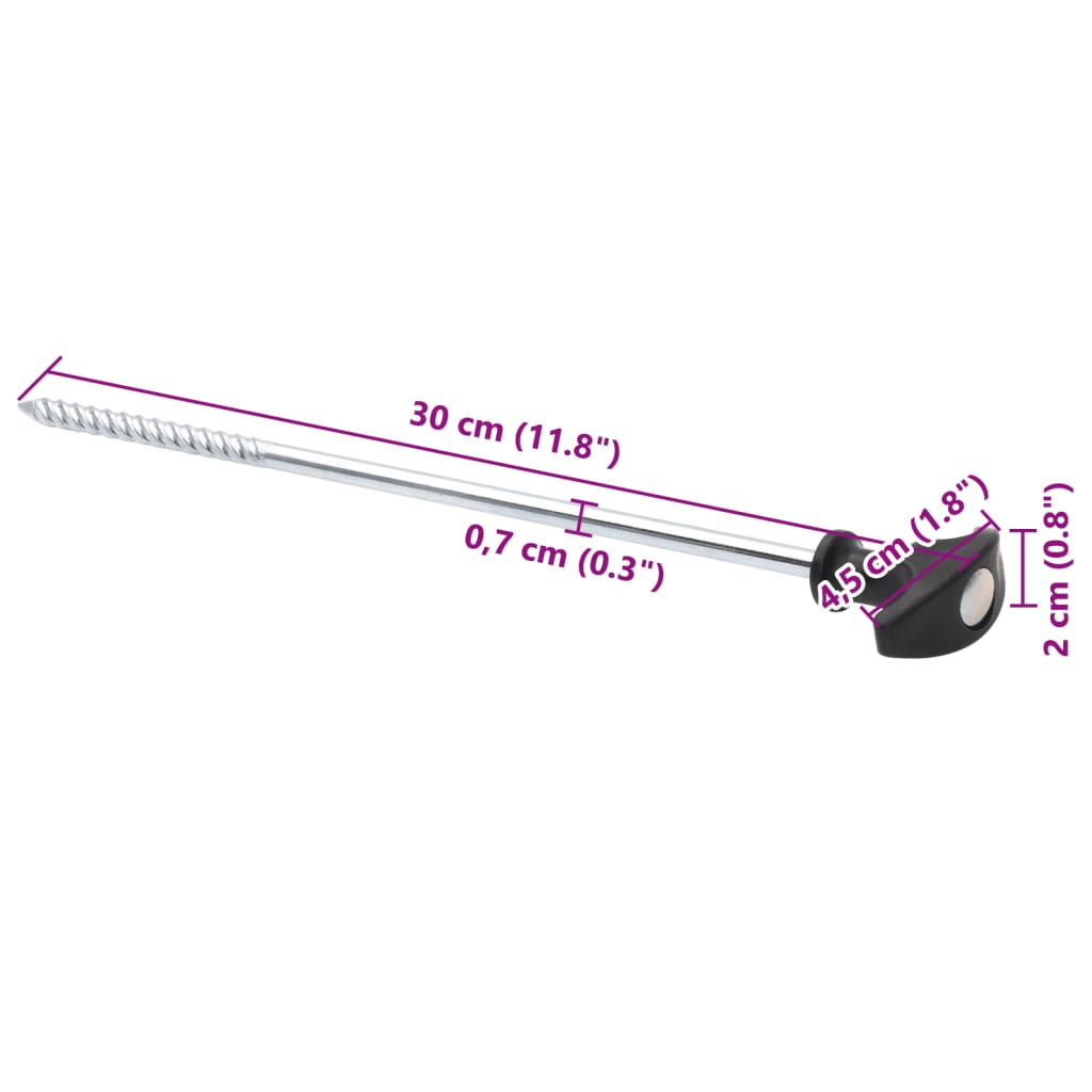 Stanové kolíky 24 ks 30 cm Ø 7 mm pozinkovaná ocel