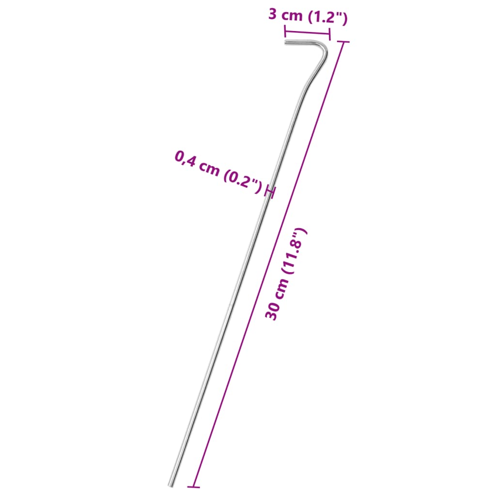 Stanové kolíky 25 ks 30 cm Ø 4 mm pozinkovaná ocel