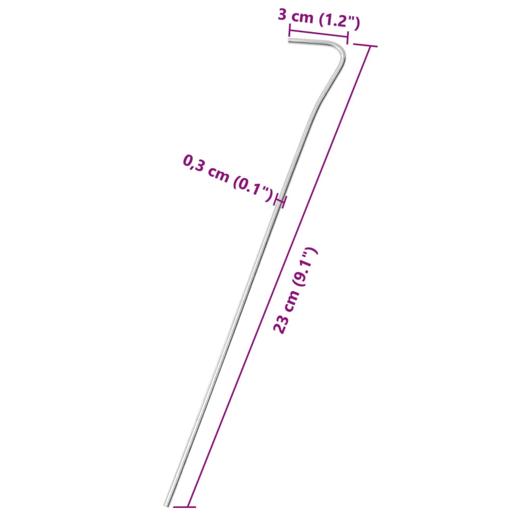 Stanové kolíky 50 ks 23 cm Ø 3 mm pozinkovaná ocel