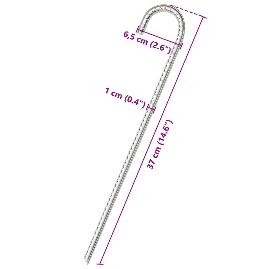 Stanové kolíky 6 ks 37 cm Ø 10 mm pozinkovaná ocel