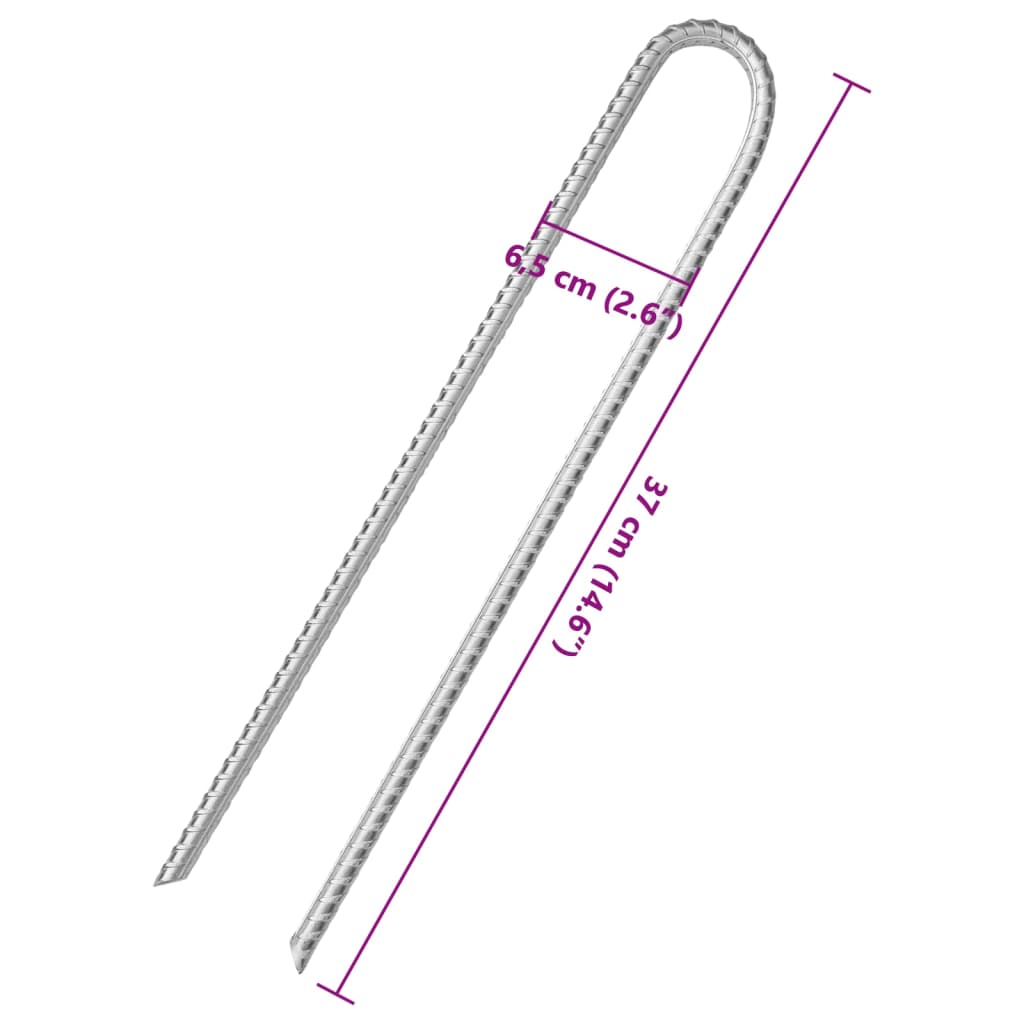 Stanové kolíky 6 ks ve tvaru U 37 cm Ø 10 mm pozinkovaná ocel