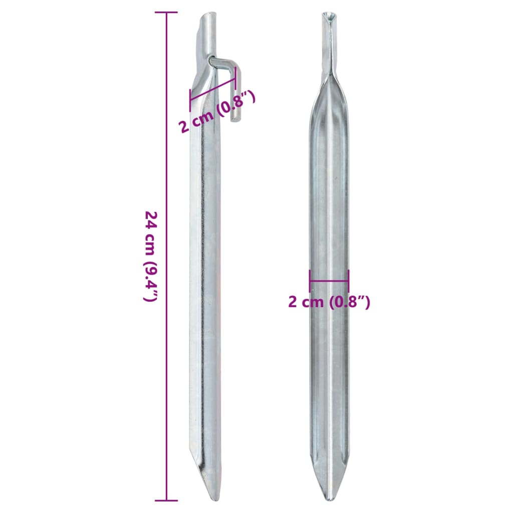 Stanové kolíky 24 ks ve tvaru V 24 cm Ø 20 mm pozinkovaná ocel