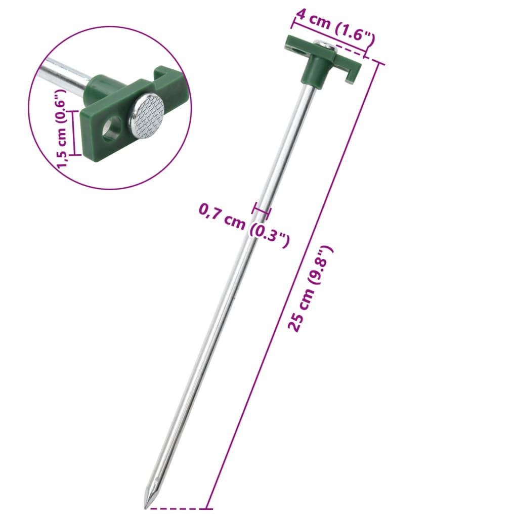 Stanové kolíky 24 ks 25 cm 7 mm pozinkovaná ocel a PP