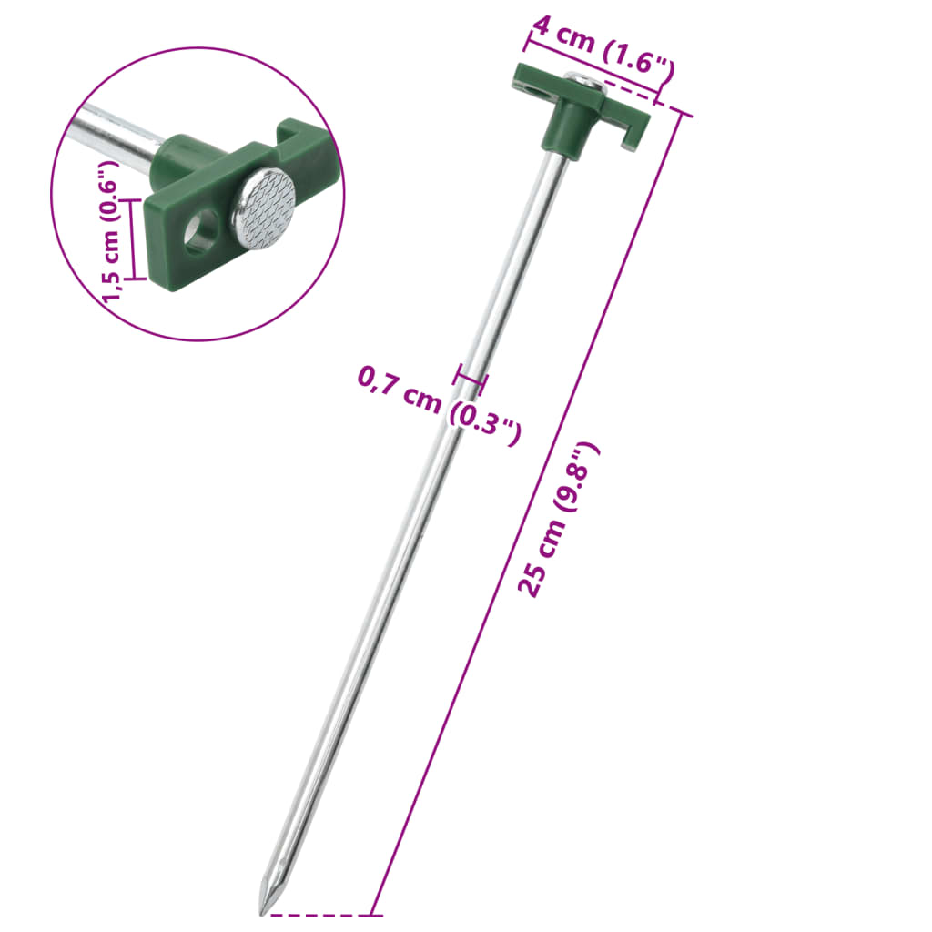 Stanové kolíky 12 ks 25 cm 7 mm pozinkovaná ocel a PP