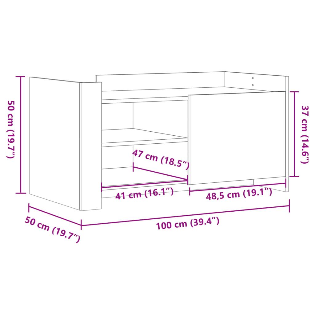 Konferenční stolek kouřový dub 100x50x50 cm kompozitní dřevo