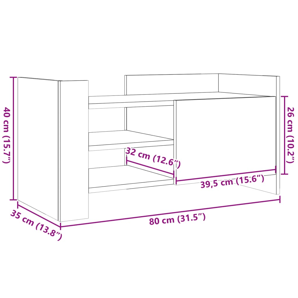 TV skříňka bílá 80 x 35 x 40 cm kompozitní dřevo