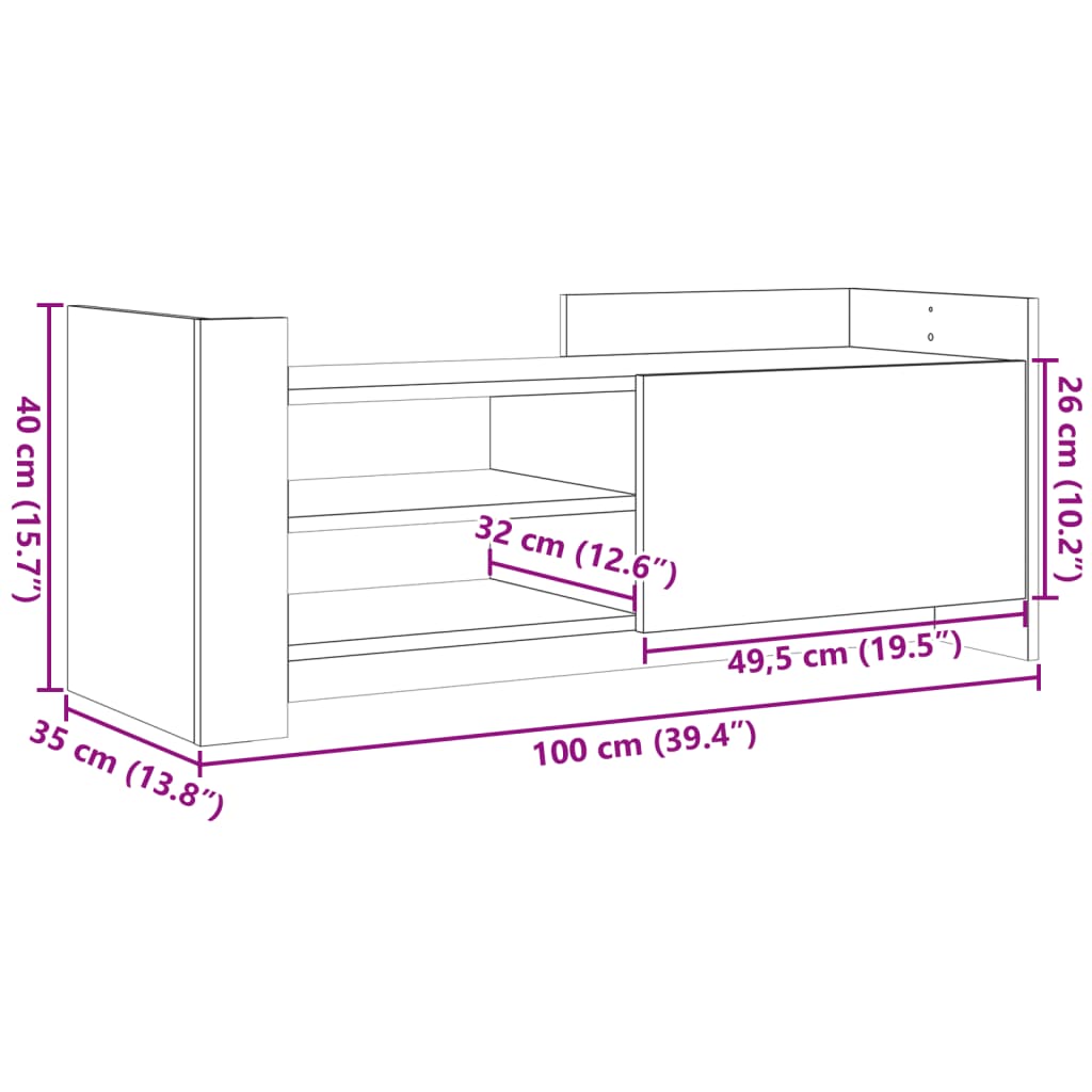 TV skříňka bílá 100 x 35 x 40 cm kompozitní dřevo