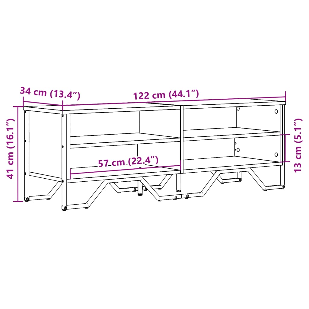 TV skříňka hnědý dub 122 x 34 x 41 cm kompozitní dřevo