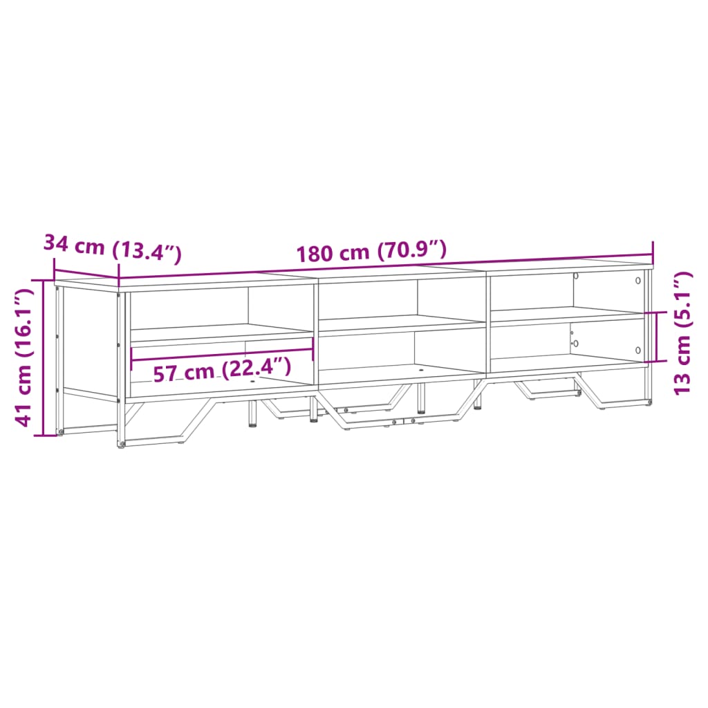 TV skříňka černá 180 x 34 x 41 cm kompozitní dřevo