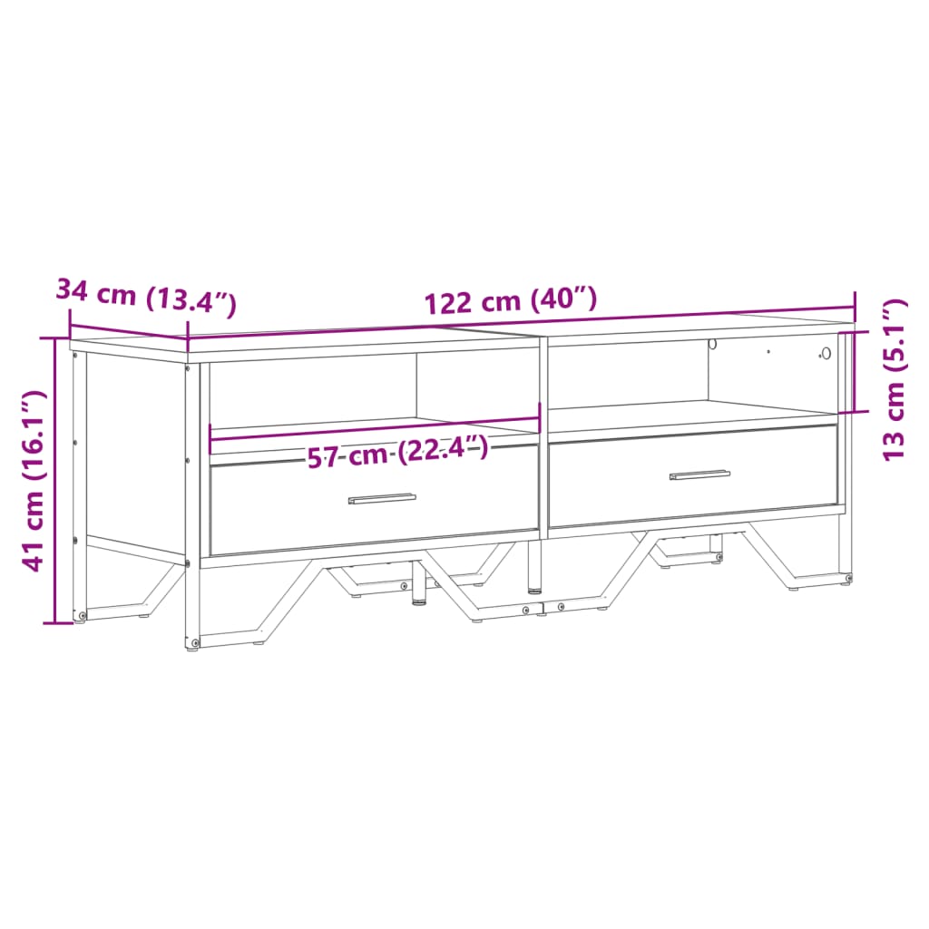 TV skříňka černá 122 x 34 x 41 cm kompozitní dřevo