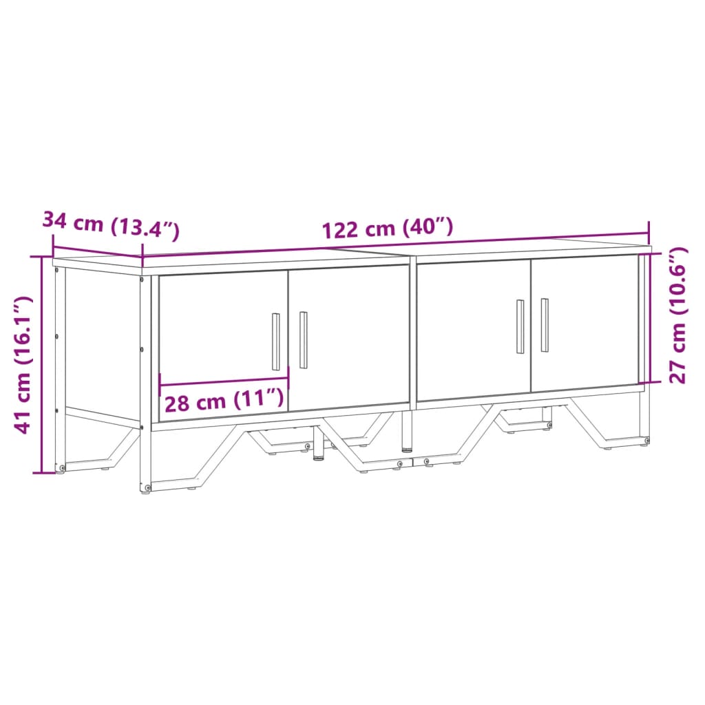 TV skříňka černá 122 x 34 x 41 cm kompozitní dřevo