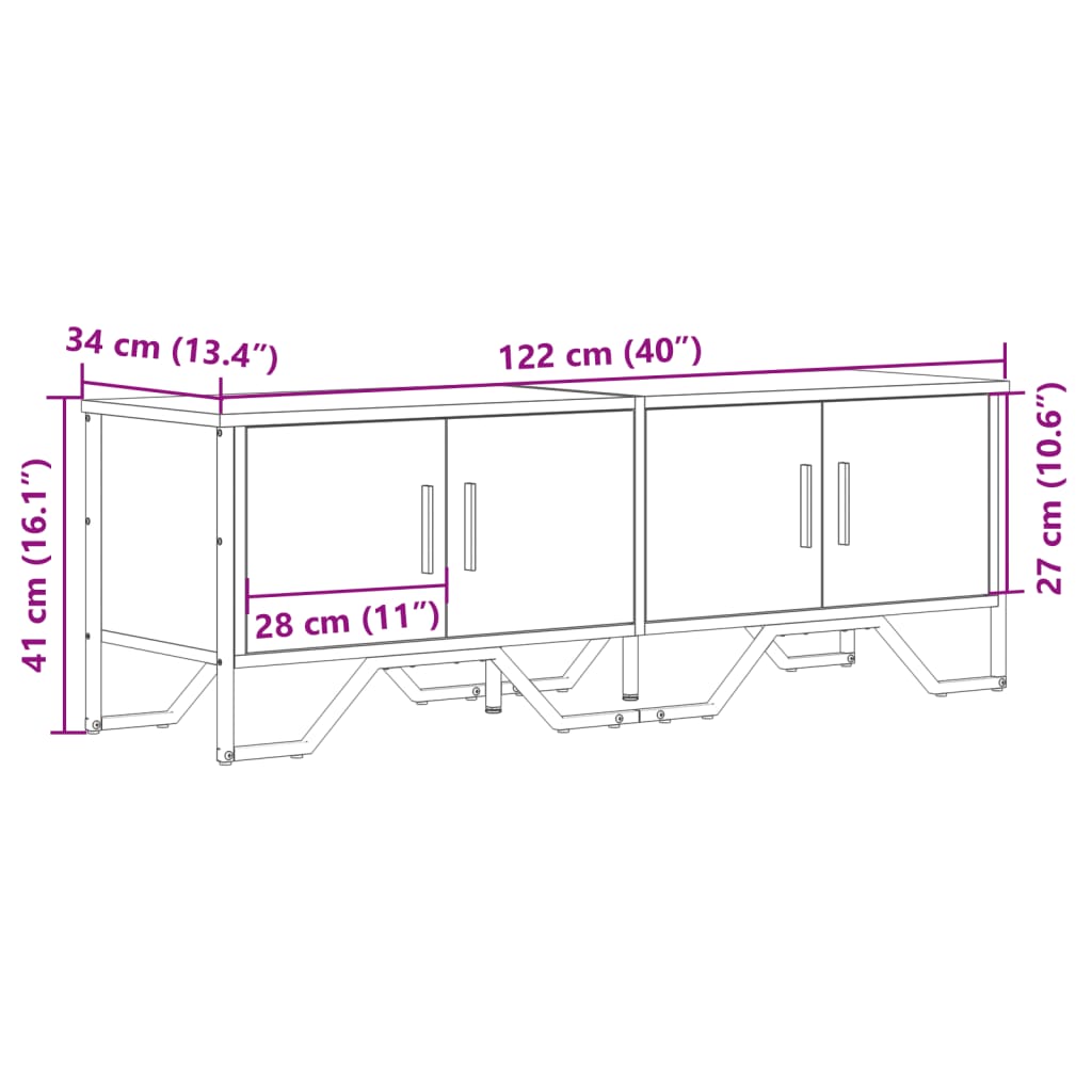 TV skříňka dub sonoma 122 x 34 x 41 cm kompozitní dřevo