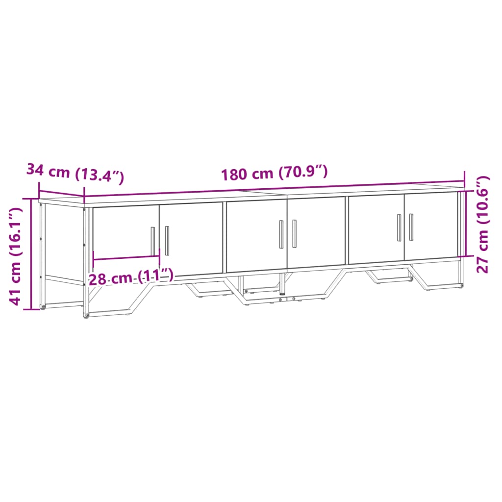 TV skříňka černá 180 x 34 x 41 cm kompozitní dřevo