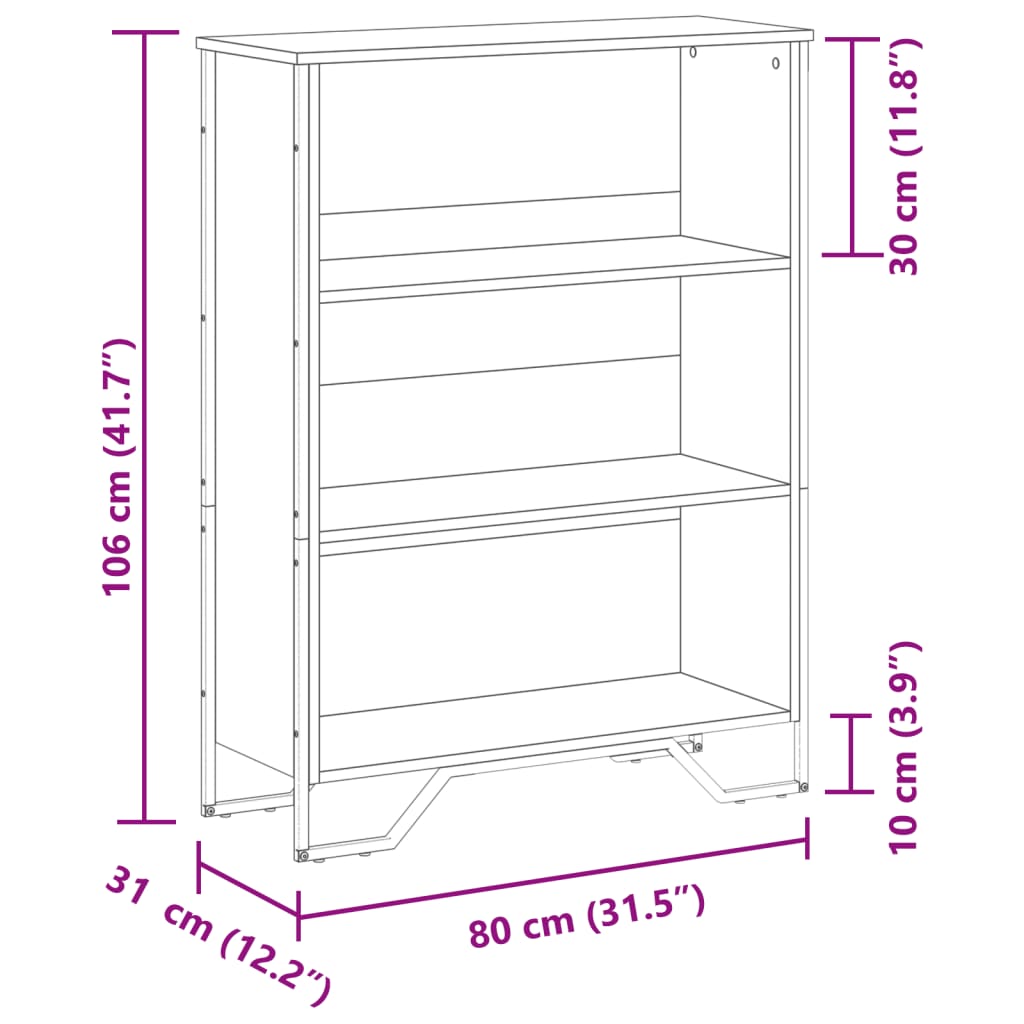 Knihovna dub sonoma 80 x 31 x 106 cm kompozitní dřevo