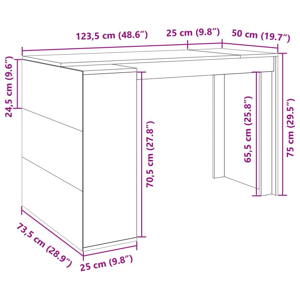 Psací stůl černý 123,5 x 73,5 x 75 cm kompozitní dřevo