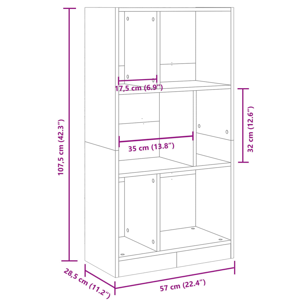 Knihovna dub sonoma 57 x 28,5 x 107,5 cm kompozitní dřevo