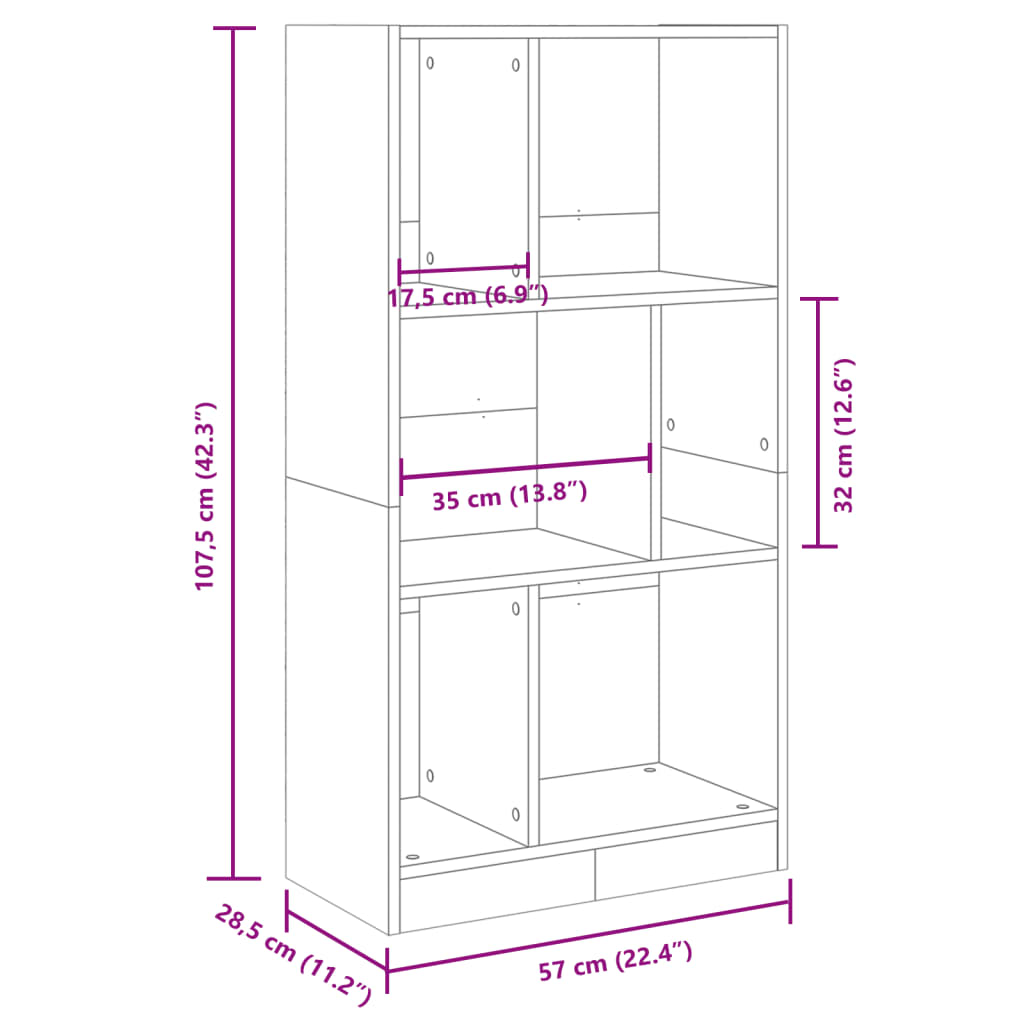 Knihovna hnědý dub 57 x 28,5 x 107,5 cm kompozitní dřevo