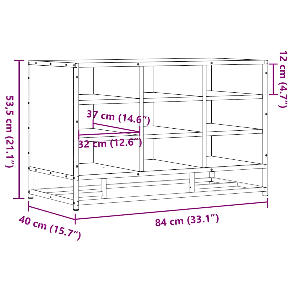 Lavice s botníkem dub sonoma 84x40x53,5 cm kompozit a kovu