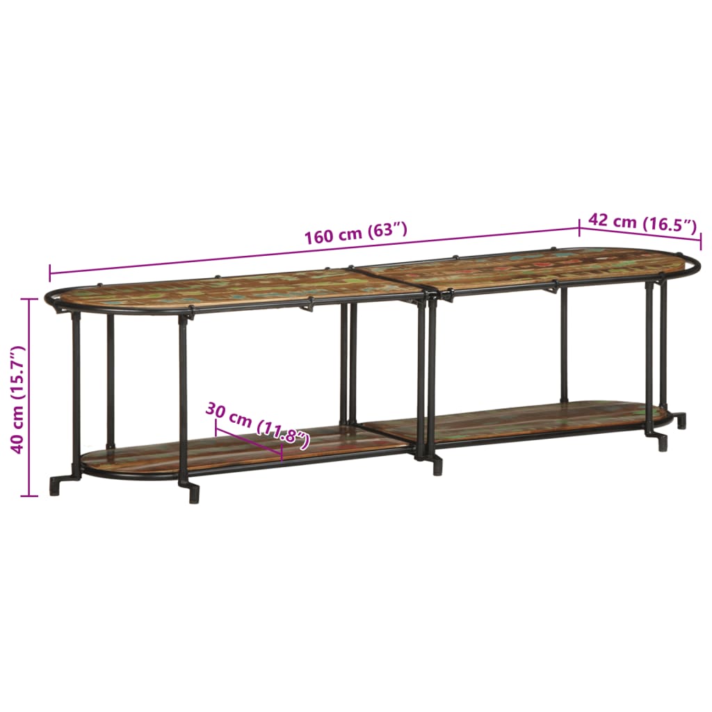 TV stolek 160 x 42 x 40 cm masivní recyklované dřevo