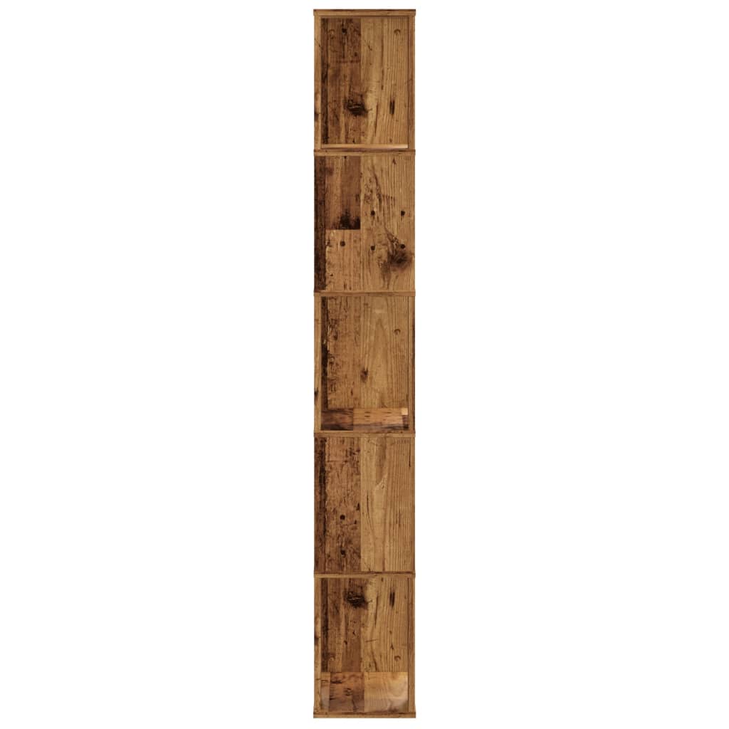 Knihovna 5patrová old wood 45x23,5x162,5 cm kompozitní dřevo