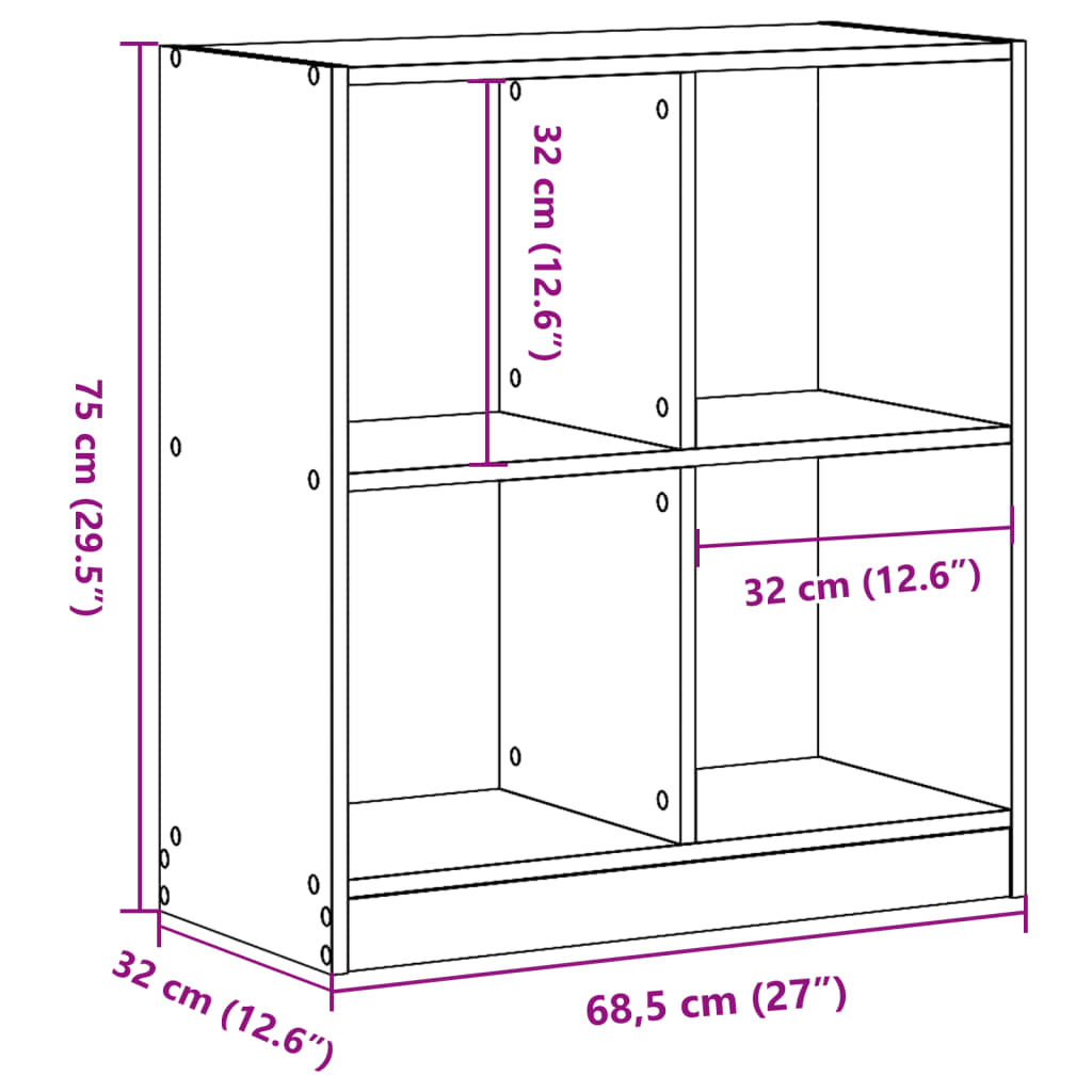 Knihovna dub sonoma 68,5 x 32 x 75 cm kompozitní dřevo