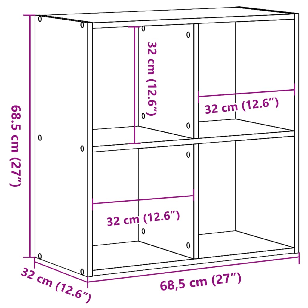 Knihovna bílá 68,5 x 32 x 68,5 cm kompozitní dřevo