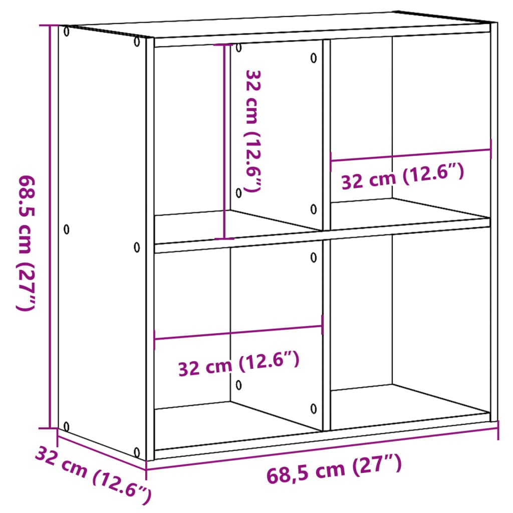 Knihovna old wood 68,5 x 32 x 68,5 cm kompozitní dřevo