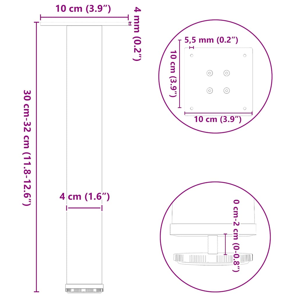 Nohy konferenčního stolku 4 ks černé 30-32 cm ocel