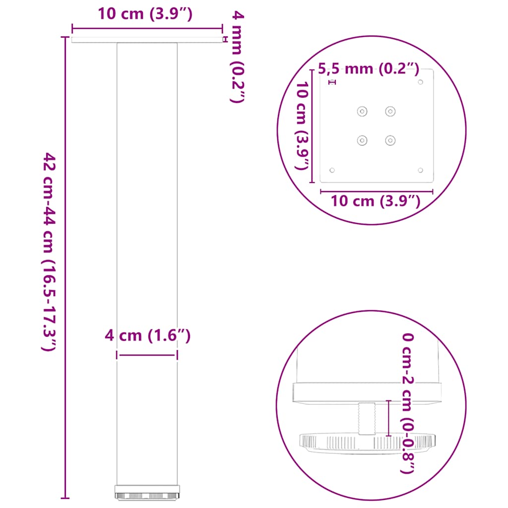 Nohy konferenčního stolku 4 ks černé 42-44 cm ocel