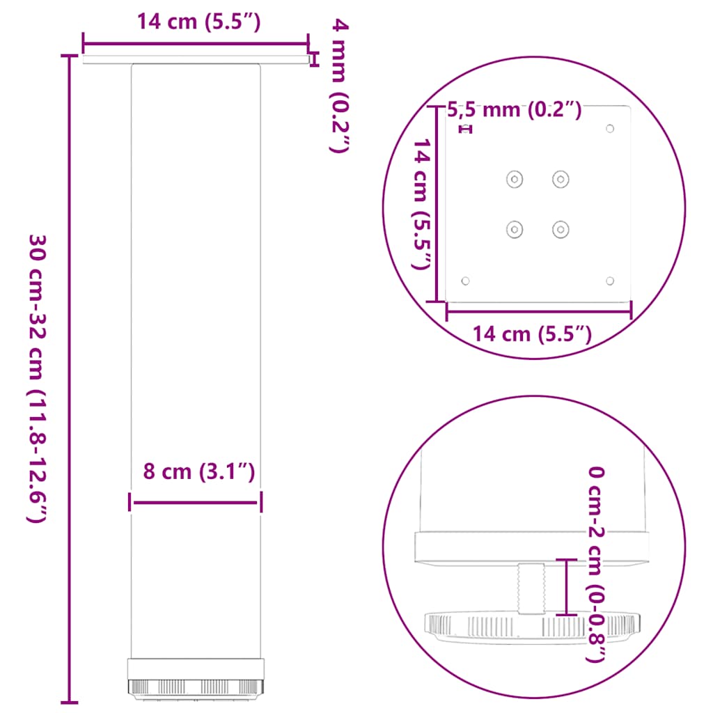 Nohy konferenčního stolku 4 ks černé 30-32 cm ocel