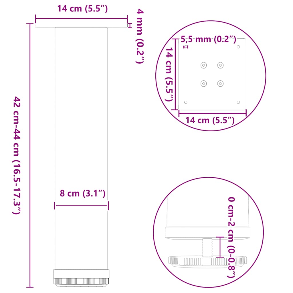 Nohy konferenčního stolku 4 ks antracitová 42-44 cm ocel