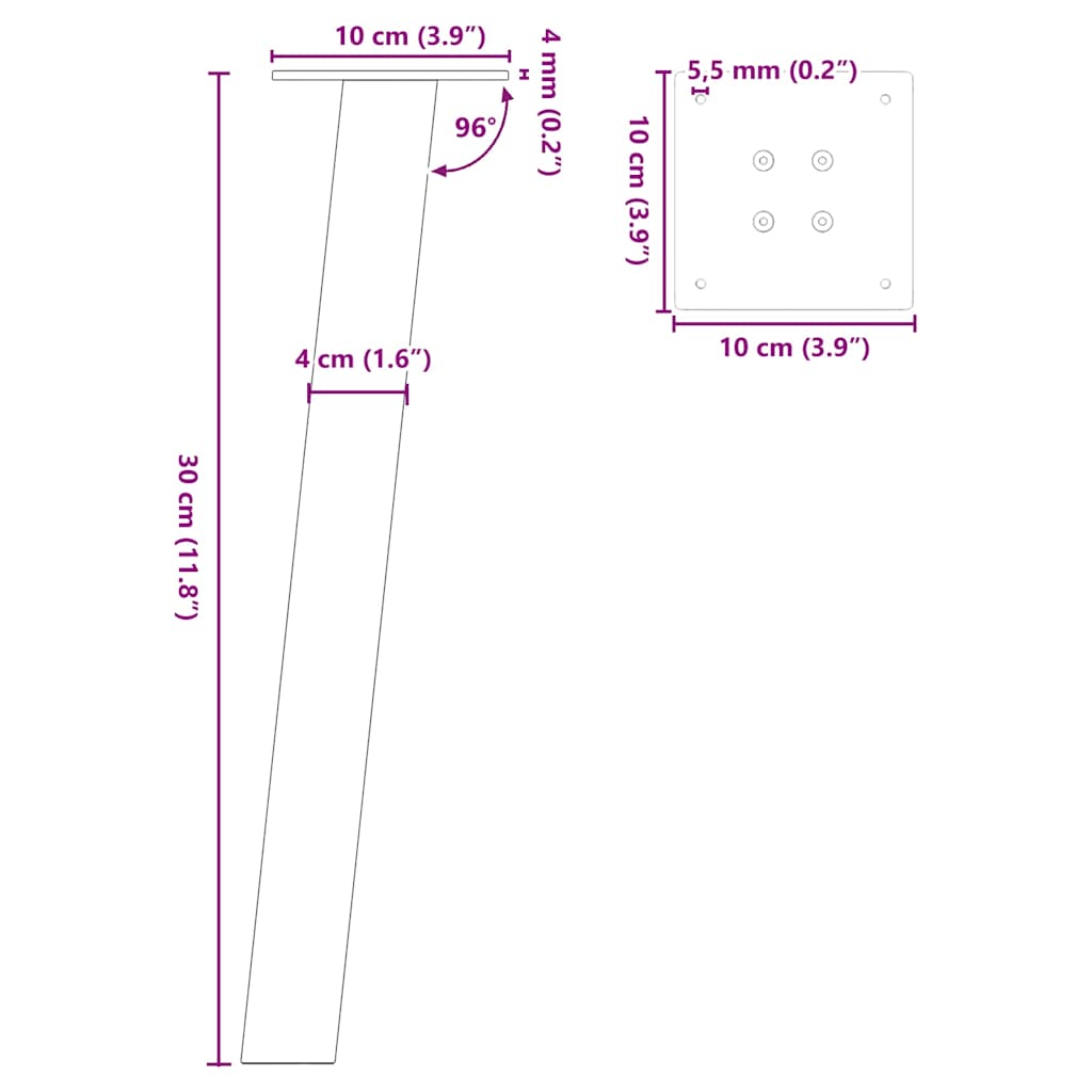 Nohy konferenčního stolku 4 ks černé 30 cm ocel