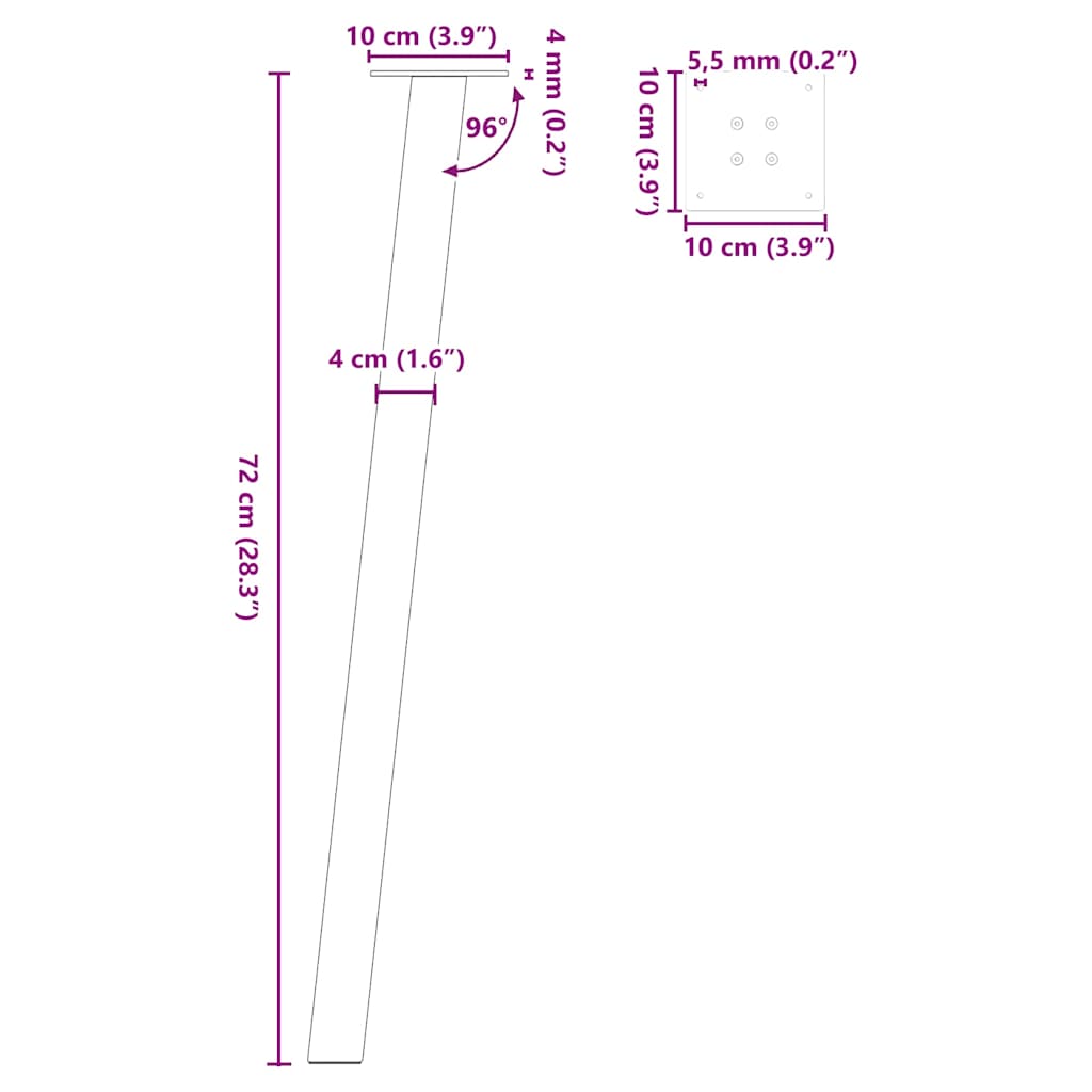 Nohy konferenčního stolku 4 ks bílé 72 cm ocel