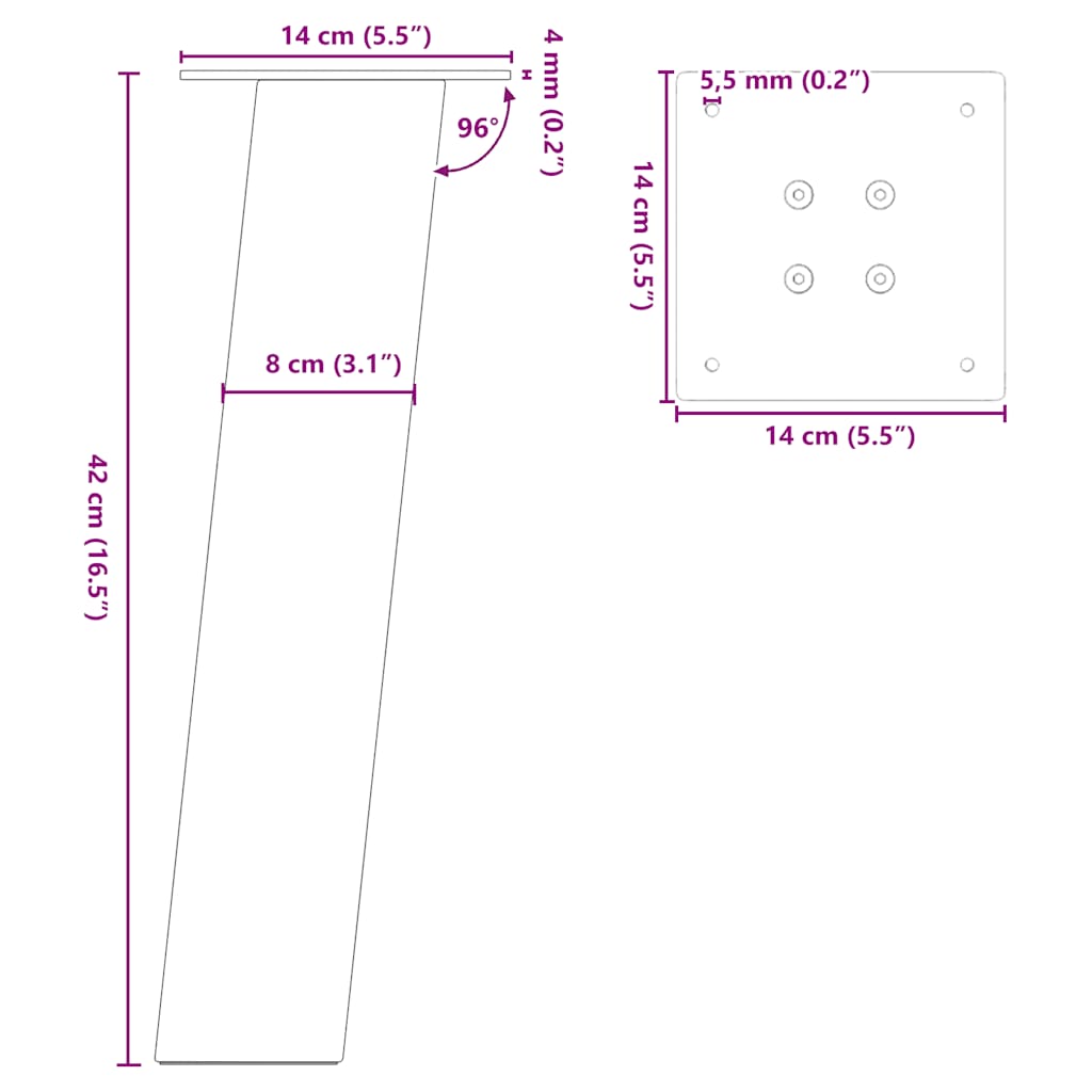 Nohy konferenčního stolku 4 ks černé 42 cm ocel