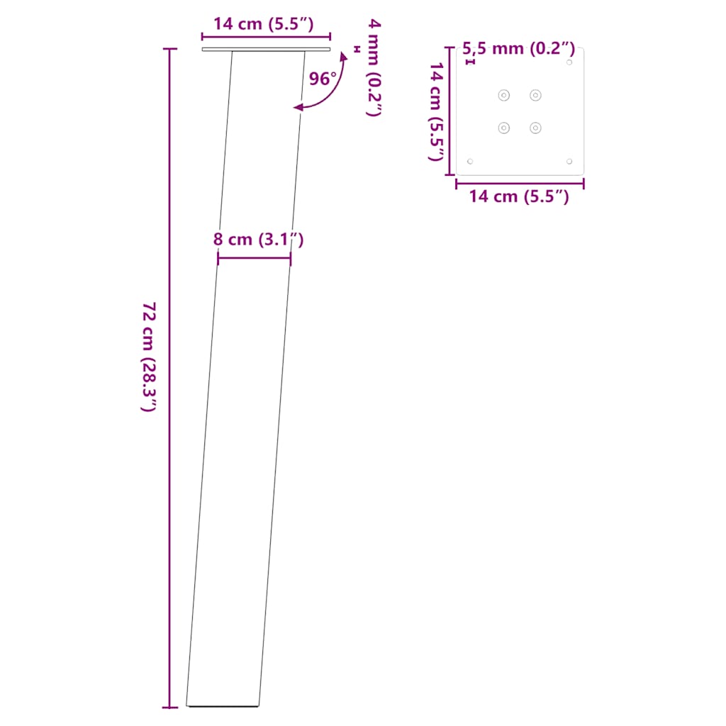 Nohy konferenčního stolku 4 ks bílé 72 cm ocel